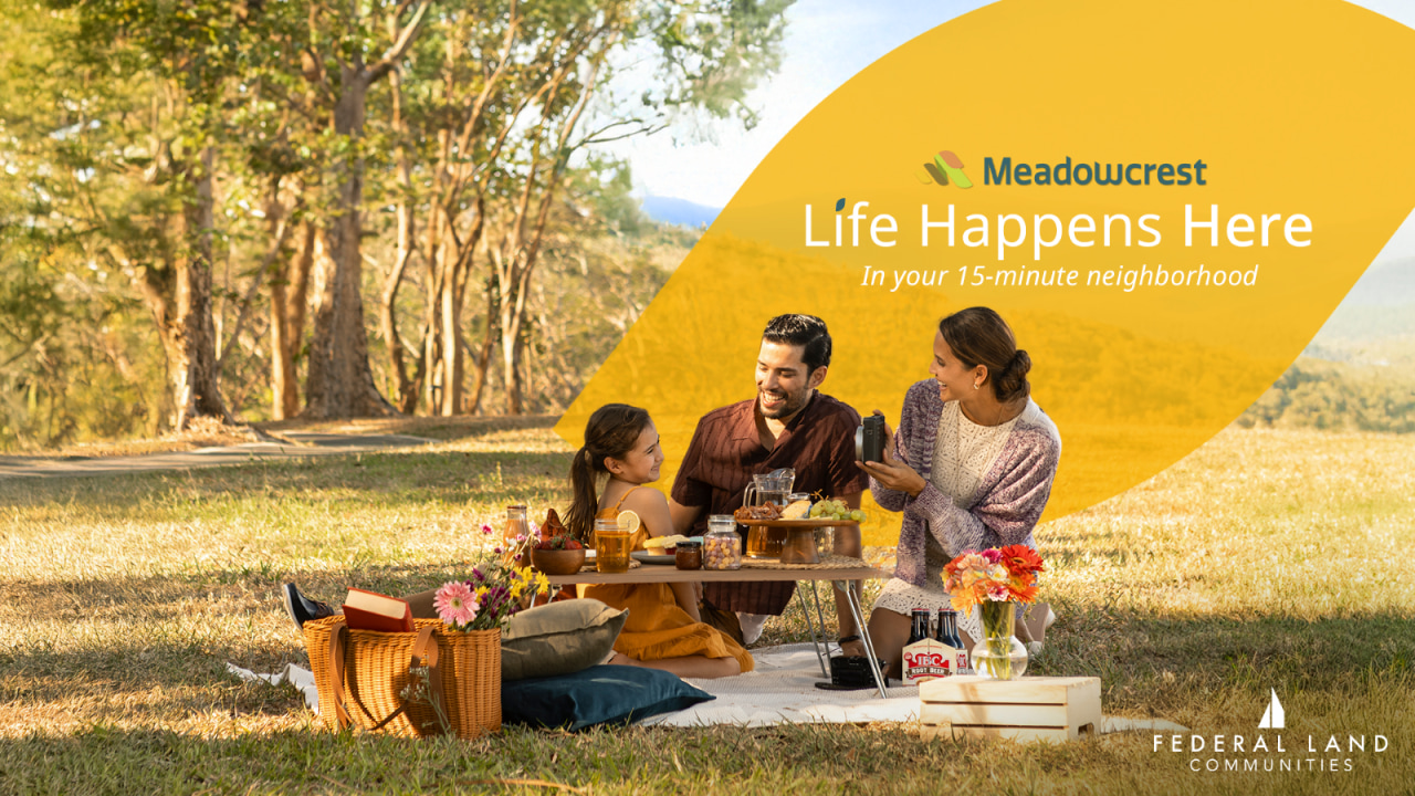 meadowcrest laguna property, walkable community, 15-minute neighborhood